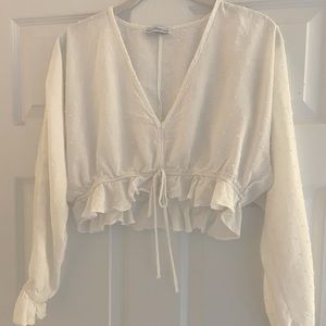 Dainty Hooligan white flowy crop